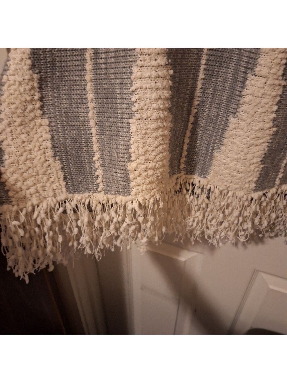 Gray Cream Sweater Fringe - Picture 2 of 9